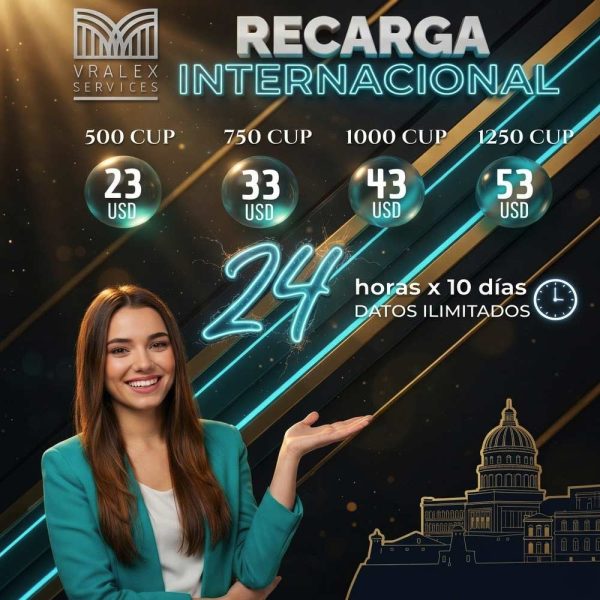 Unlimited 24 Internet Recharge for Cuba - 10 days