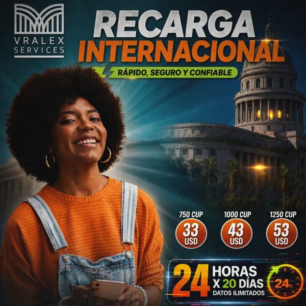 Unlimited 24 Internet Recharge for Cuba - 20 days