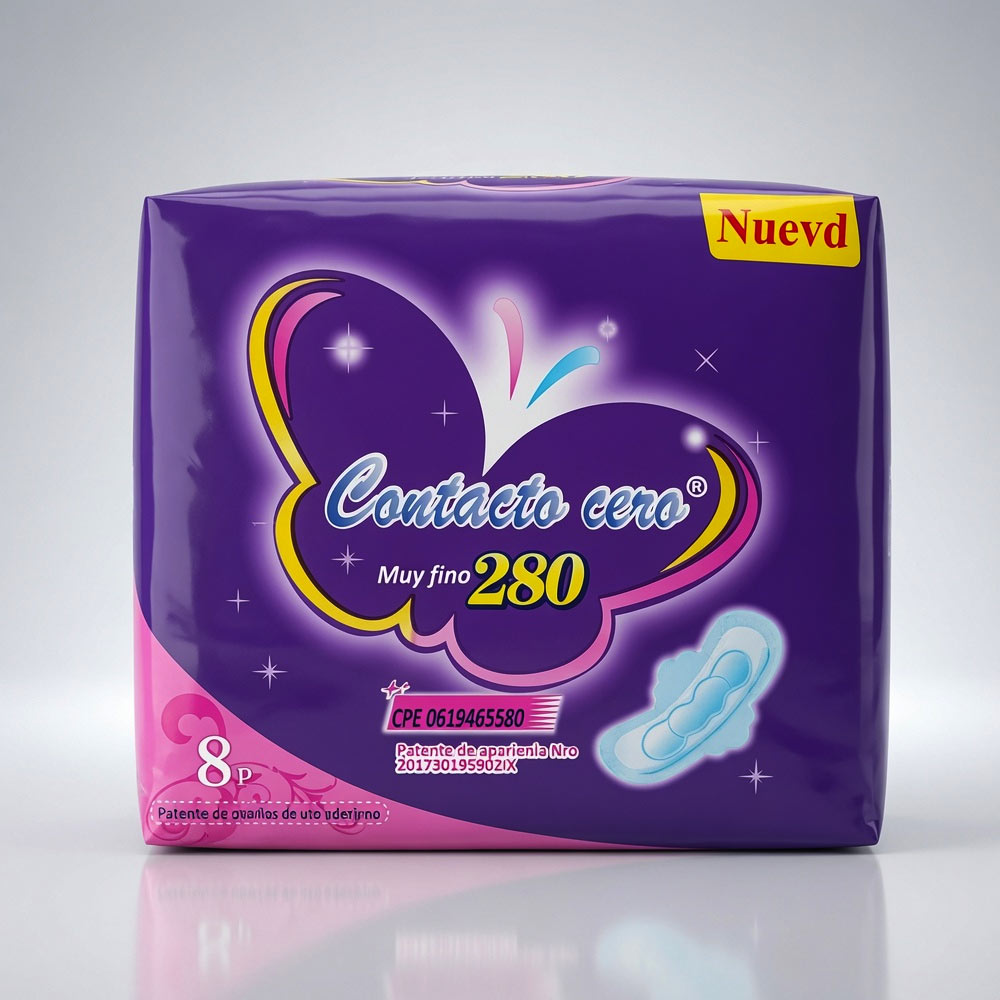 Contacto Cero Muy Fino 280 Sanitary Pads 8 Units
